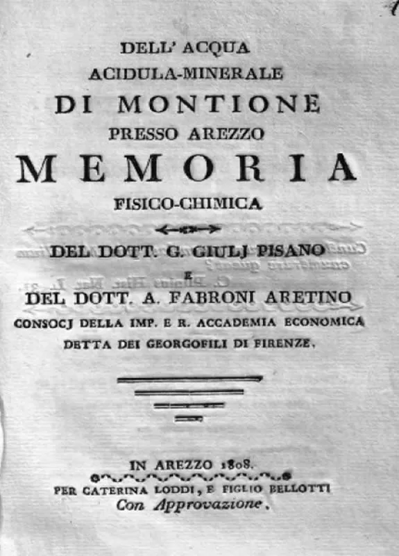 Dell'acqua acidula-minerale di Montione presso Arezzo - A. Fabroni