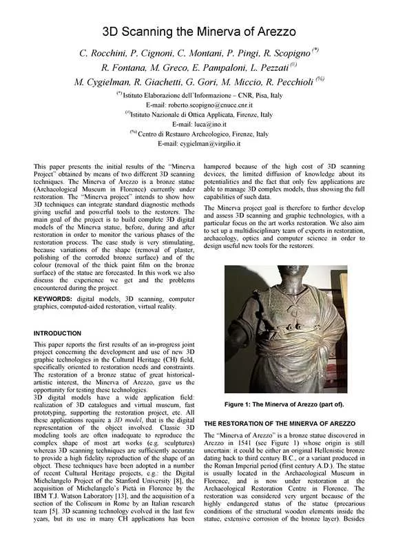 3D scanning della Minerva di Arezzo