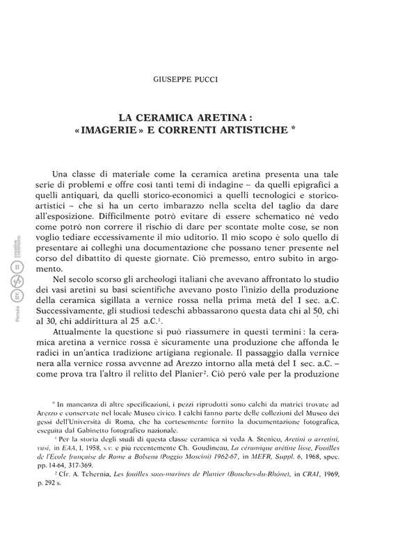 La ceramica aretina imagerie e correnti artistiche - G. Pucci