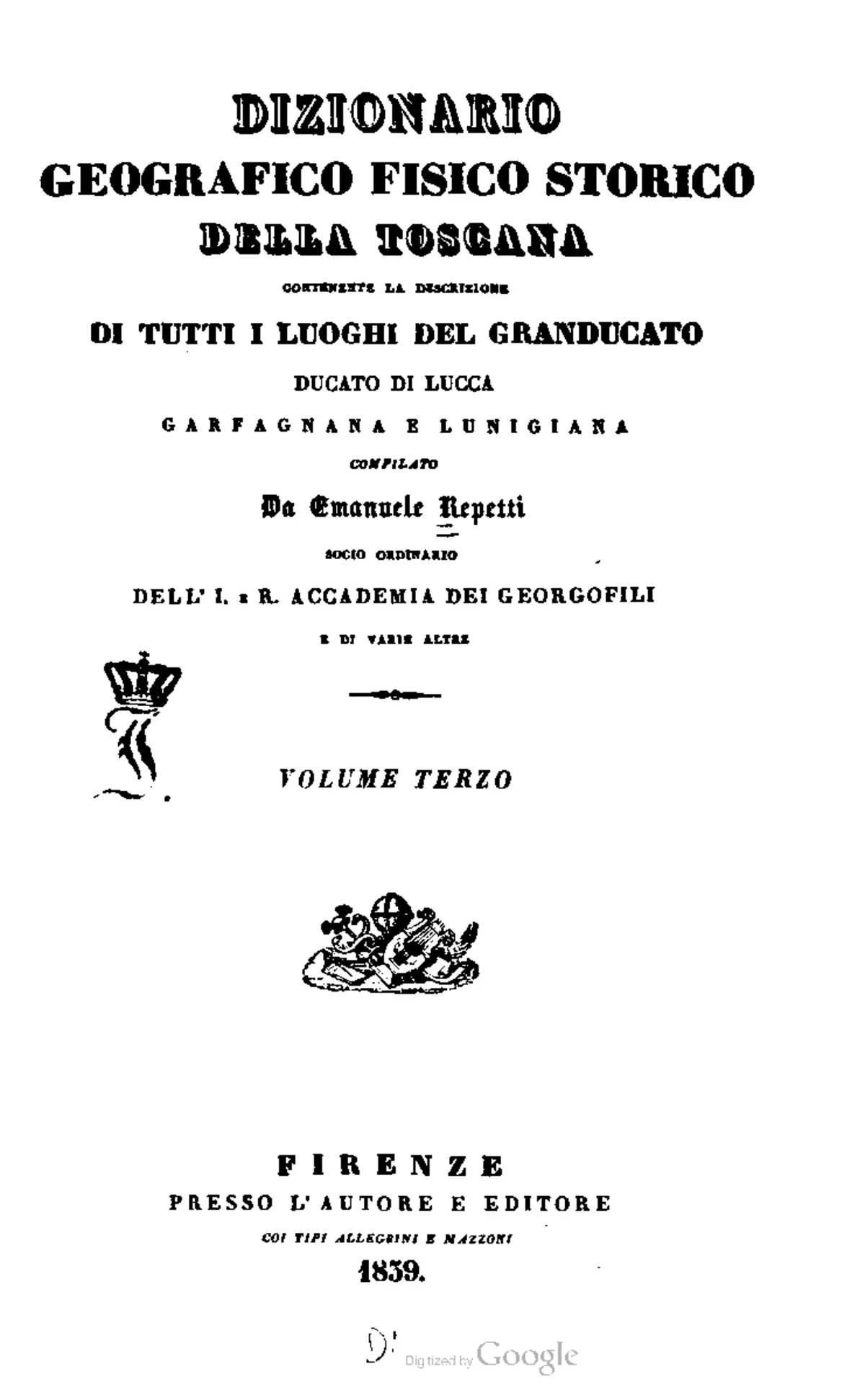 Dizionario Geografico Fisico Storico della Toscana - Vol III