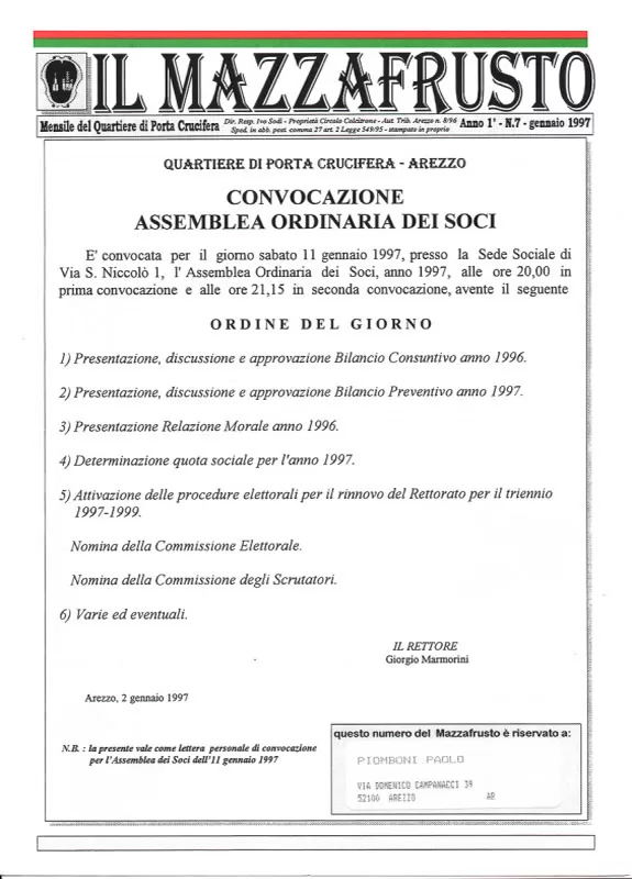 IL MAZZAFRUSTO - Anno 01 - n. 07 - gennaio 1997