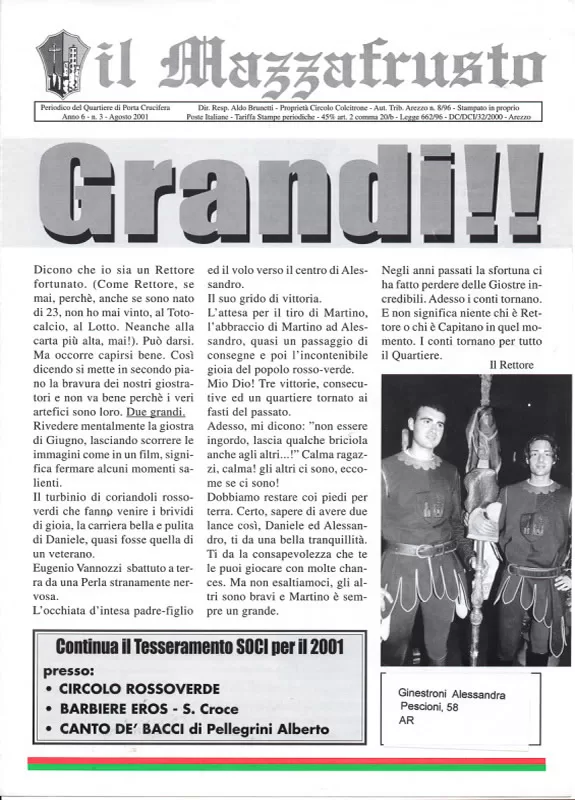 IL MAZZAFRUSTO - Anno 06 - n. 03 - agosto 2001
