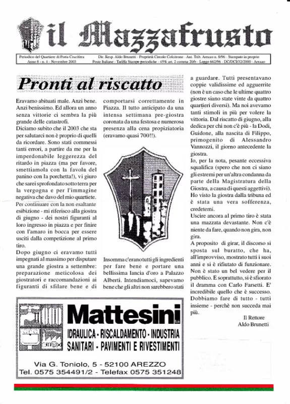 IL MAZZAFRUSTO - Anno 08 - n. 04 - novembre 2003