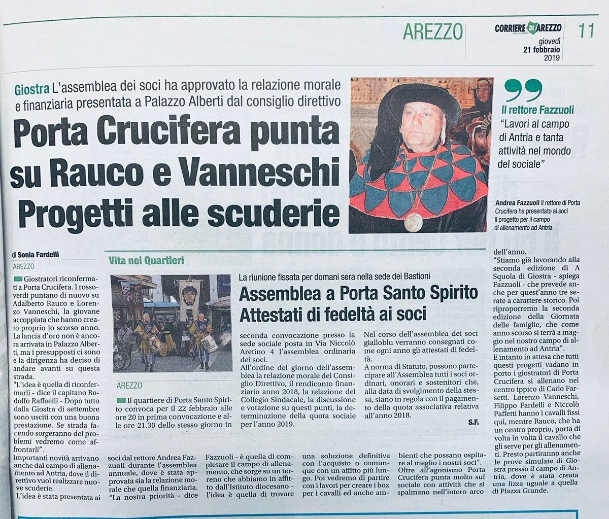 Corriere di Arezzo 21 febbraio 2019