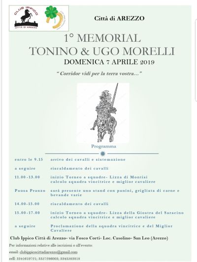1° Memorial Tonino & Ugo Morelli domenica 7 aprile