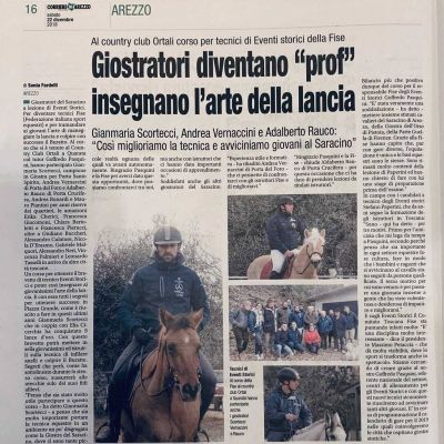 Giostratori diventano prof: Adalberto Rauco al Corso per tecnici di Eventi Storici FISE