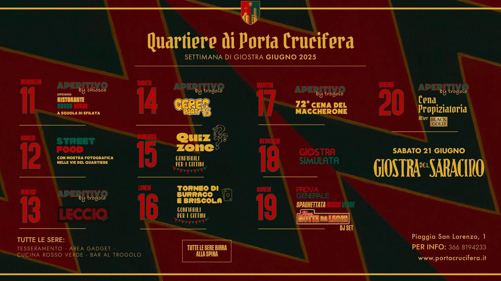 programma della settimana di giostra giugno 2025