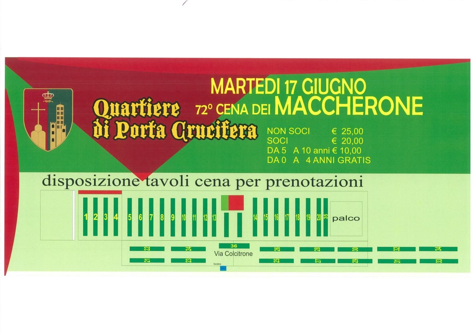 Info biglietti per la Cena del Maccherone - 17 giugno 2025
