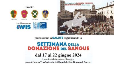 Dal 17 al 22 giugno torna la settimana della donazione di sangue con i quartieristi
