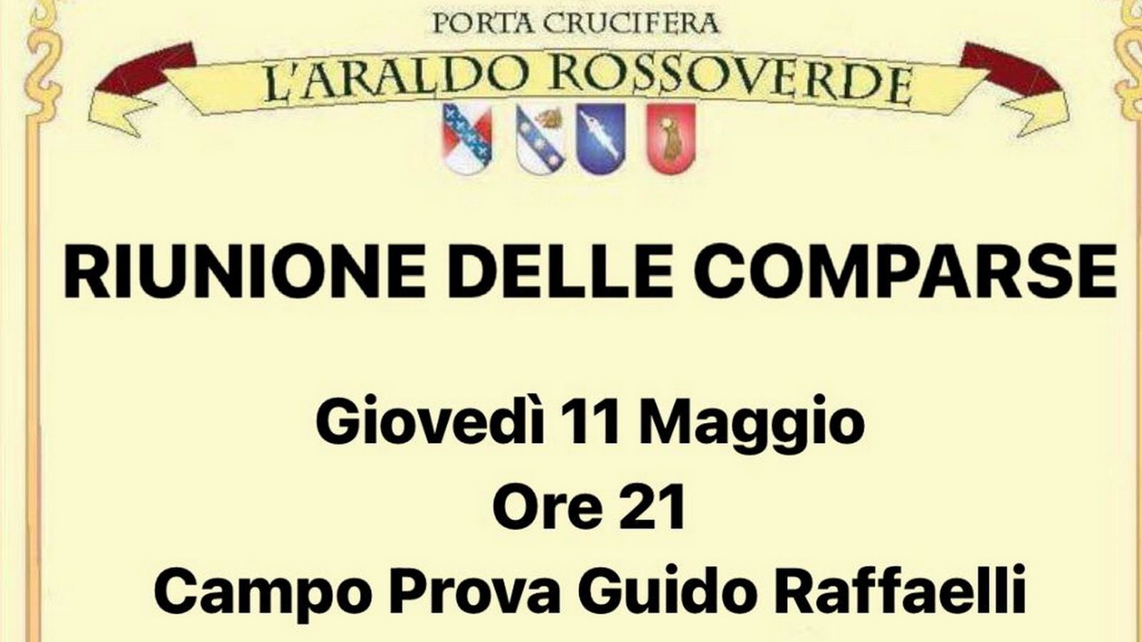 Giovedi 11 Riunione Comparse ore 21