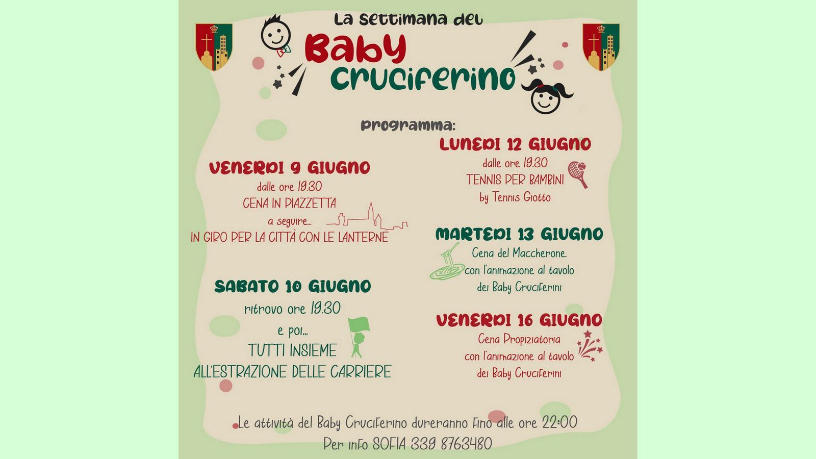 Il programma del "Baby Cruciferino" della Giostra di Giugno