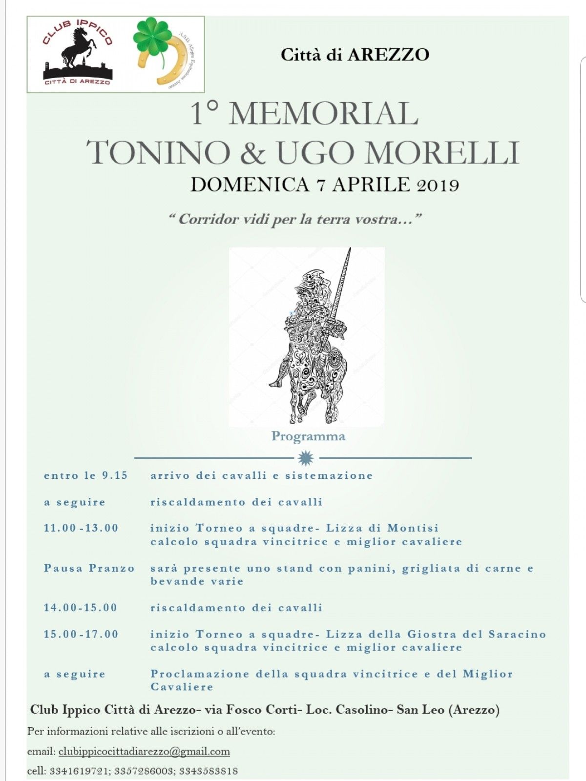 1° Memorial Tonino & Ugo Morelli domenica 7 aprile